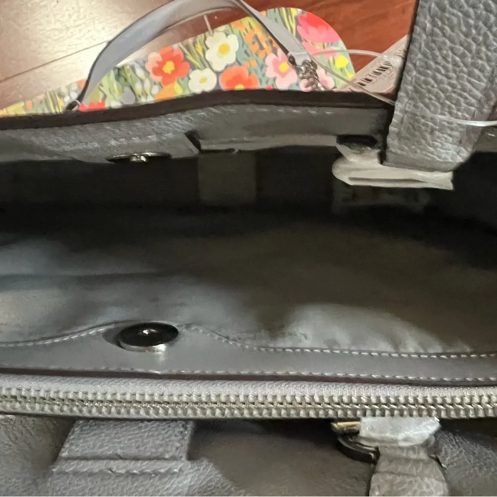 Kate Spade Light Gray Pebble Leather Chain Strap Tote NWT